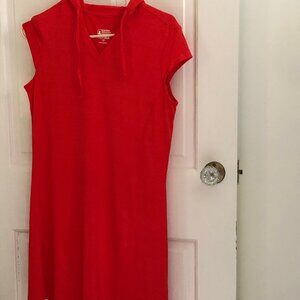 Sporty Athleisure Hooded Dress: orange / red Eastern Mountain Sports Tech Wick M